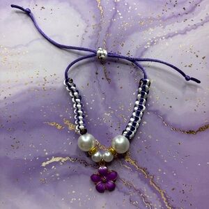 Handmade adjustable purple flower adjustable bracelet
